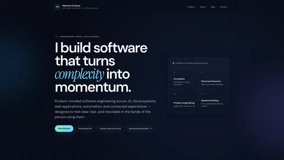 Homepage snapshot at launch