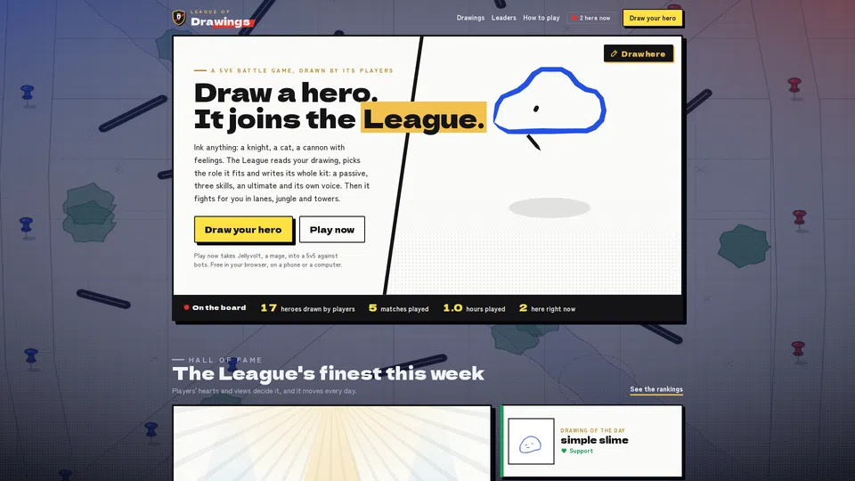Homepage snapshot at launch