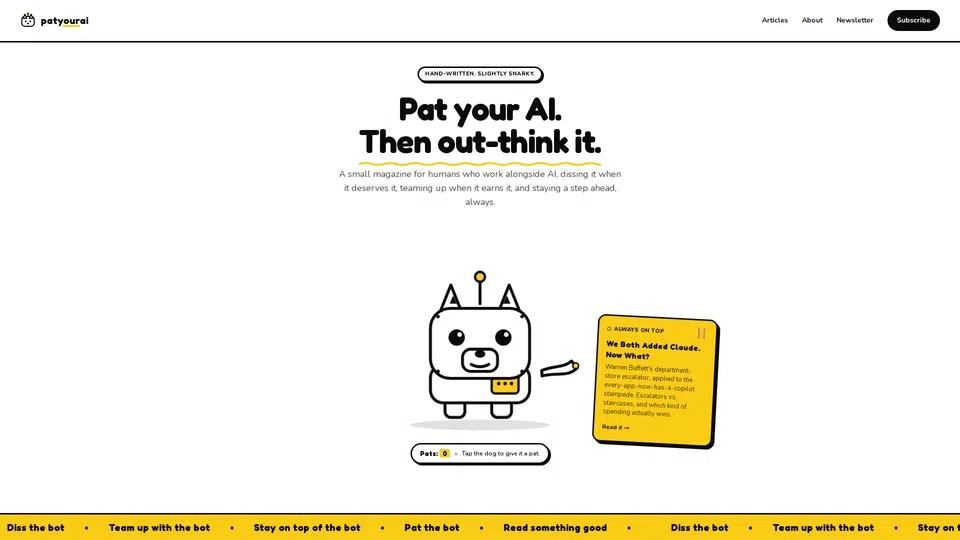 Homepage snapshot at launch