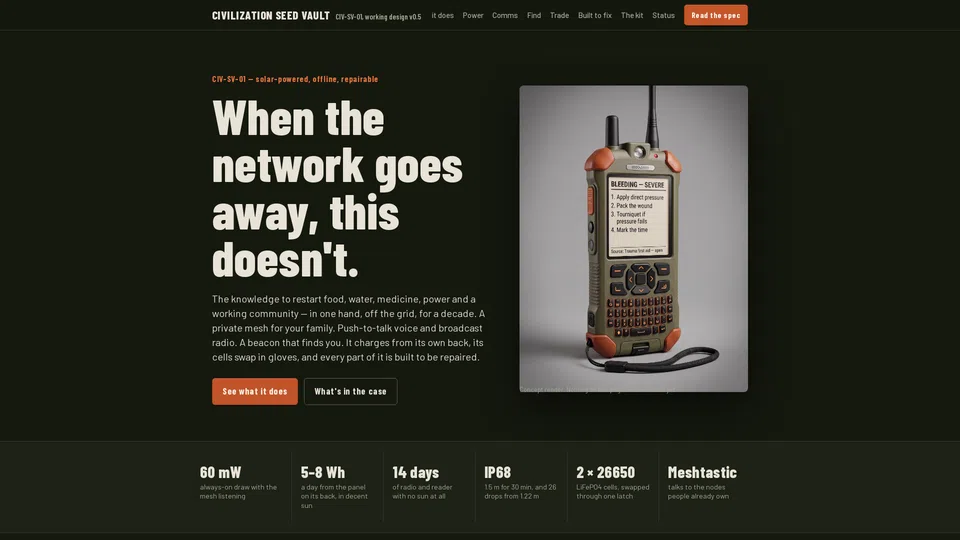 Homepage snapshot at launch