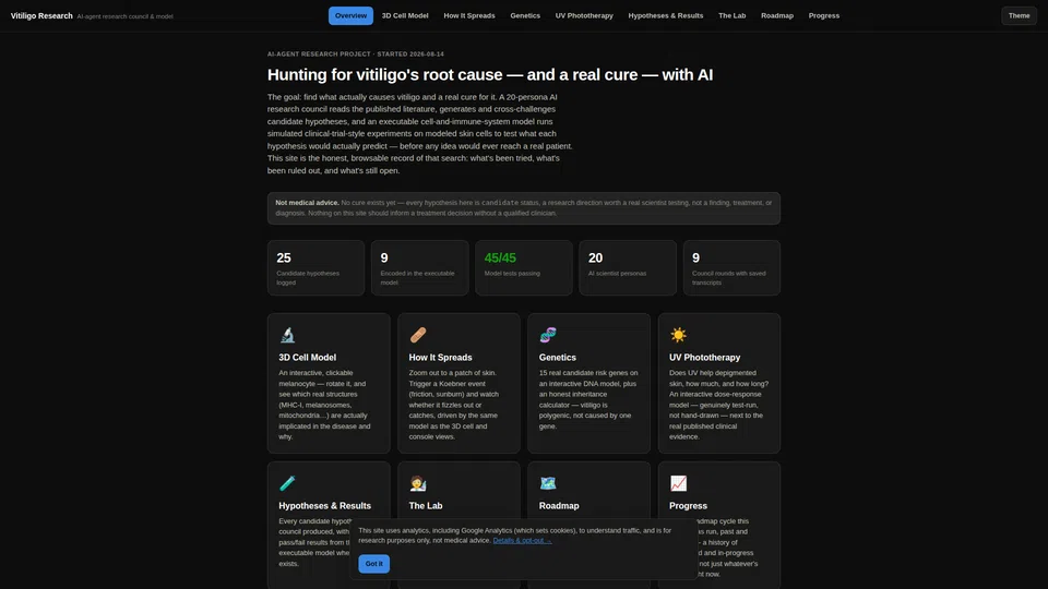 Homepage snapshot at launch