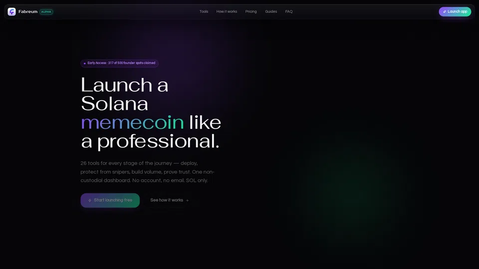Homepage snapshot at launch