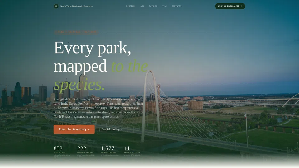 Homepage snapshot at launch