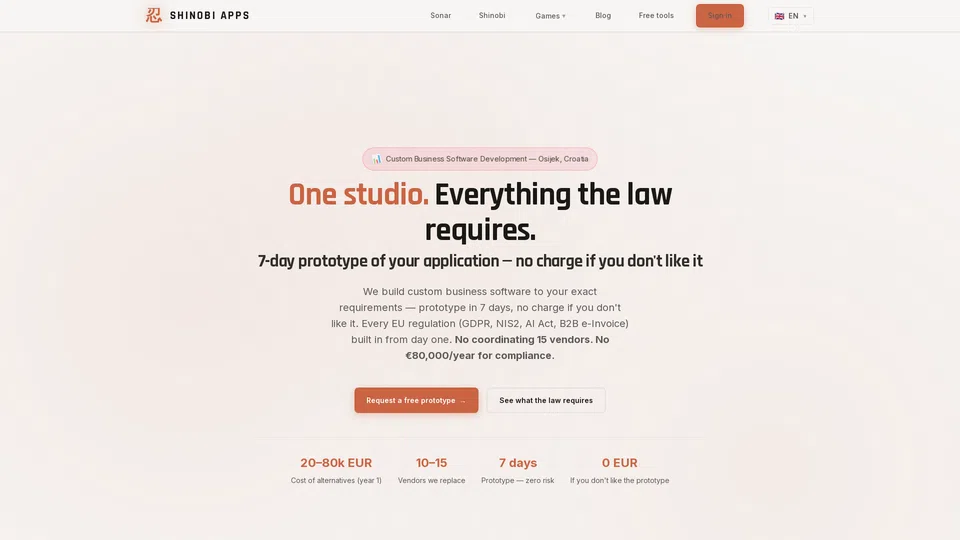 Homepage snapshot at launch