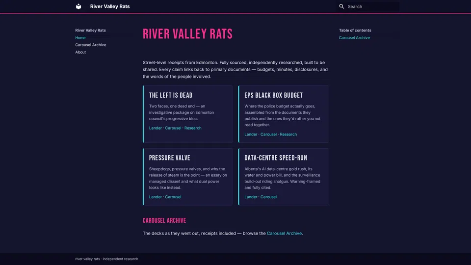 Homepage snapshot at launch