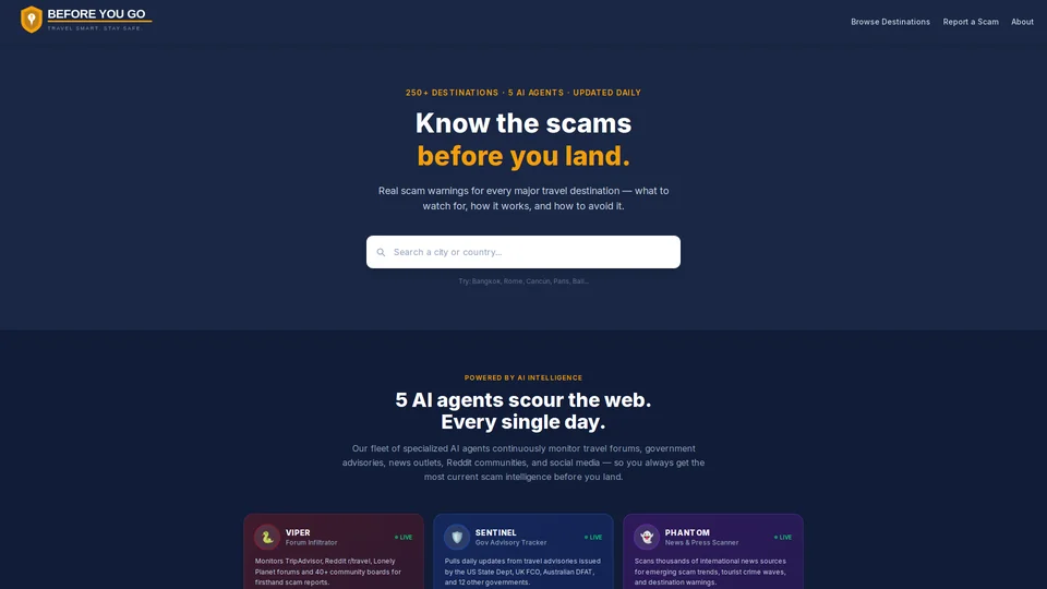 Homepage snapshot at launch
