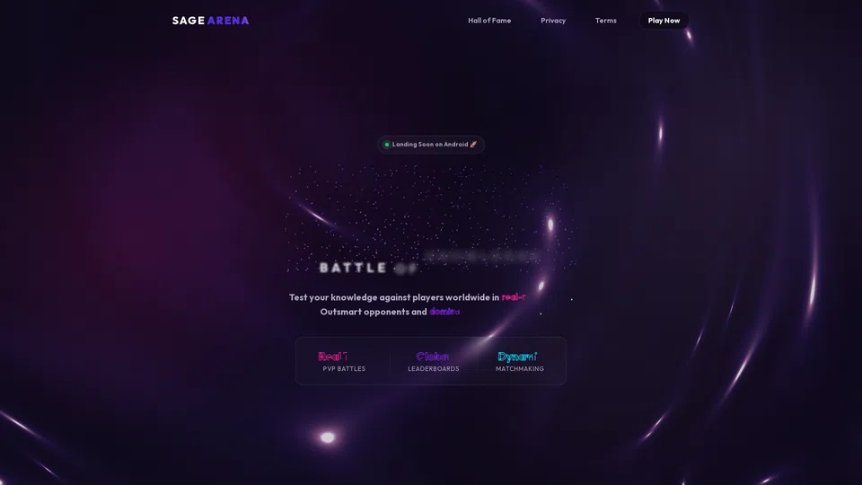 Homepage snapshot at launch