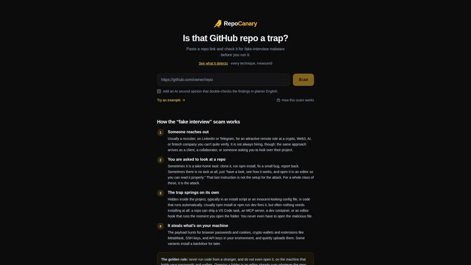 Homepage snapshot at launch