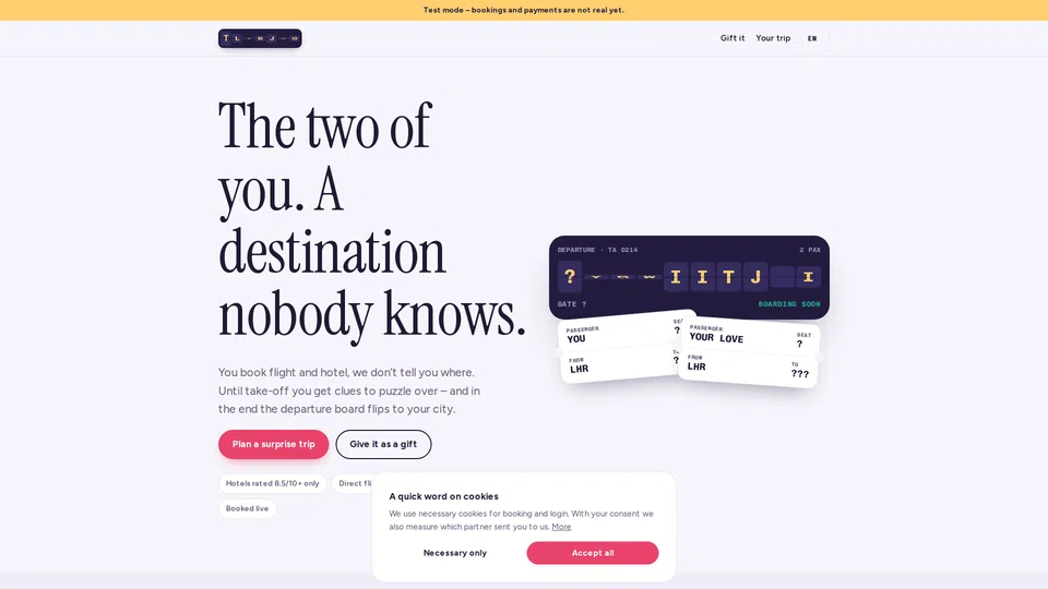 Homepage snapshot at launch