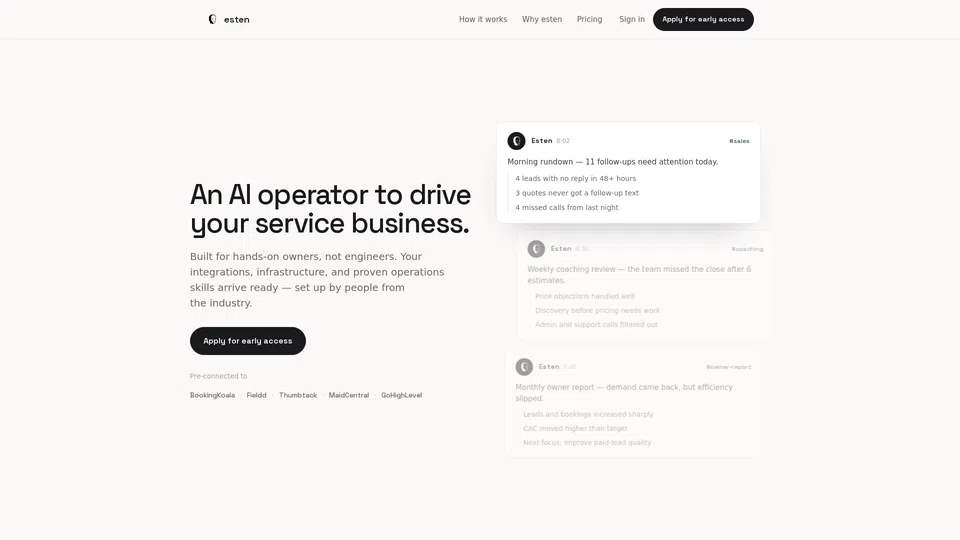 Homepage snapshot at launch