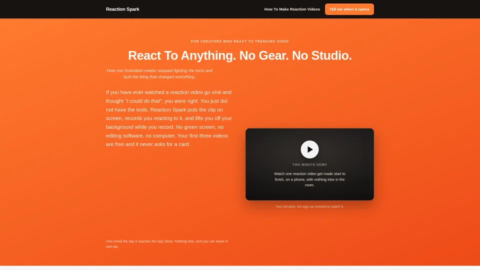 Homepage snapshot at launch