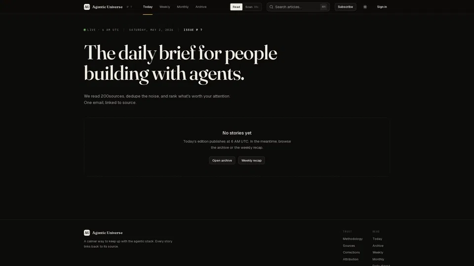 Homepage snapshot at launch