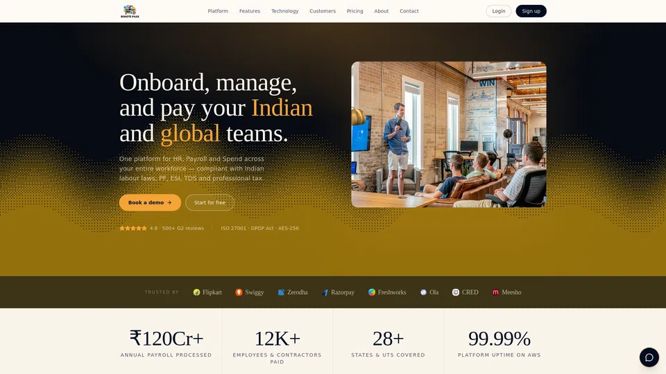 Homepage snapshot at launch
