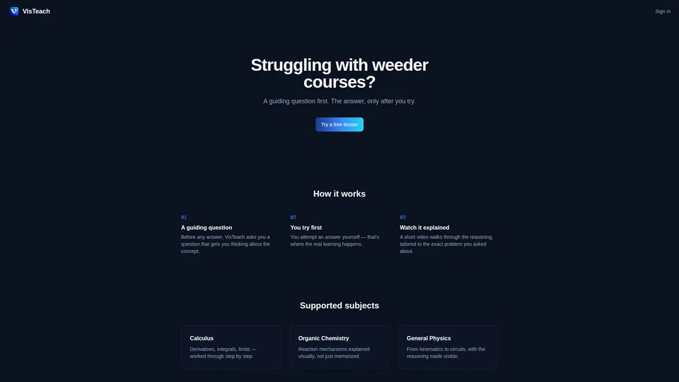 Homepage snapshot at launch