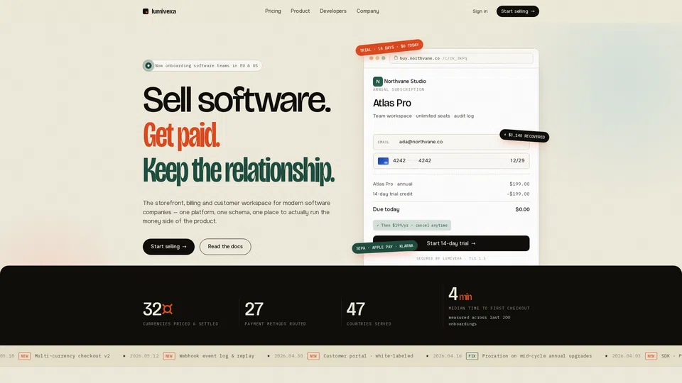 Homepage snapshot at launch
