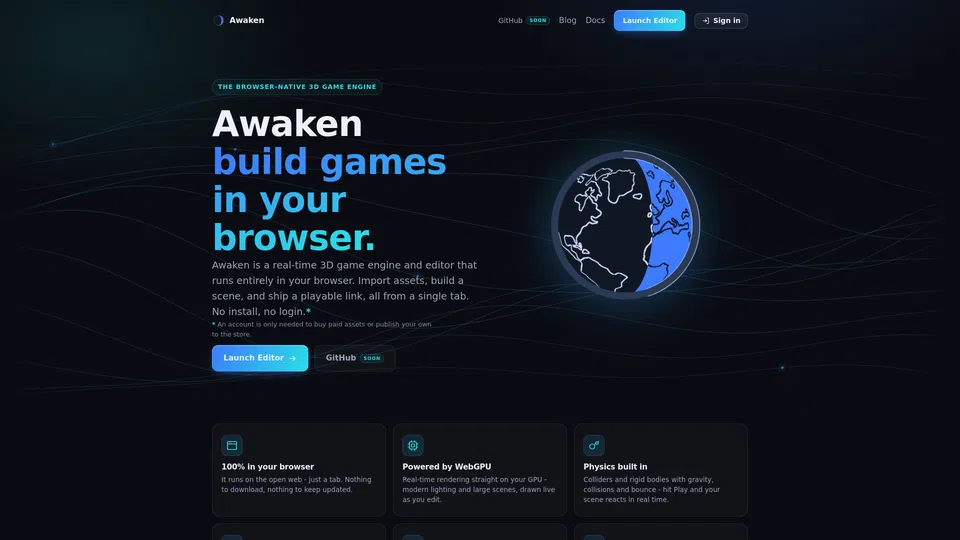 Homepage snapshot at launch