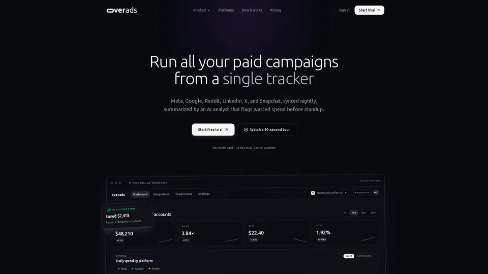 Homepage snapshot at launch