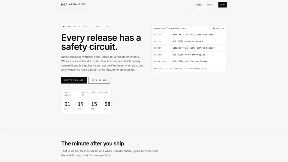 Homepage snapshot at launch
