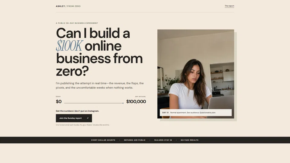Homepage snapshot at launch