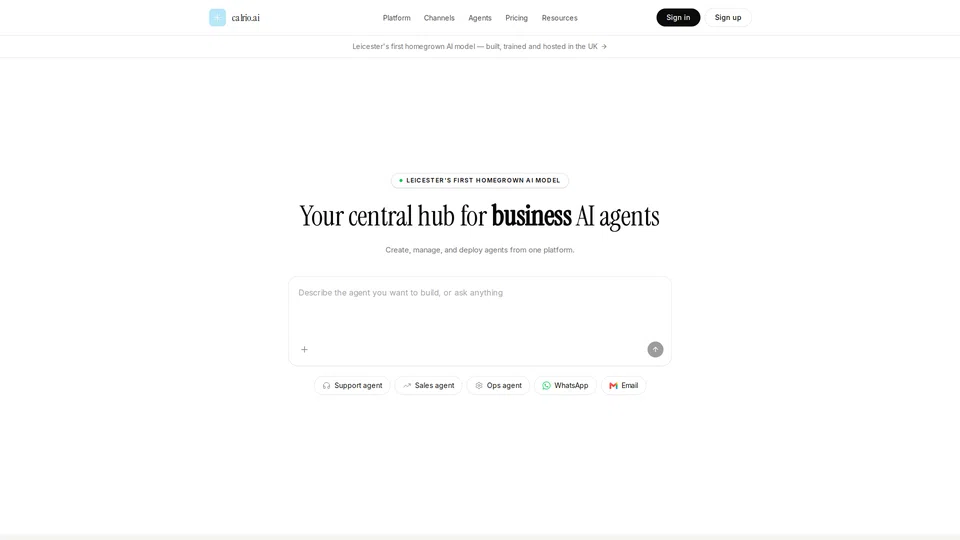 Homepage snapshot at launch