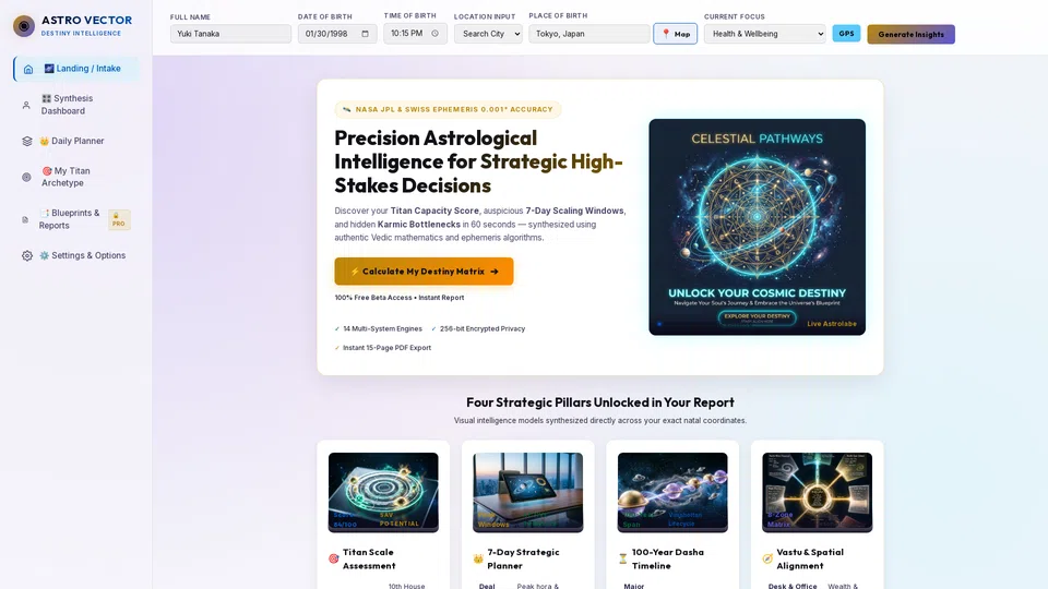Homepage snapshot at launch