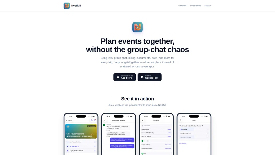 Homepage snapshot at launch