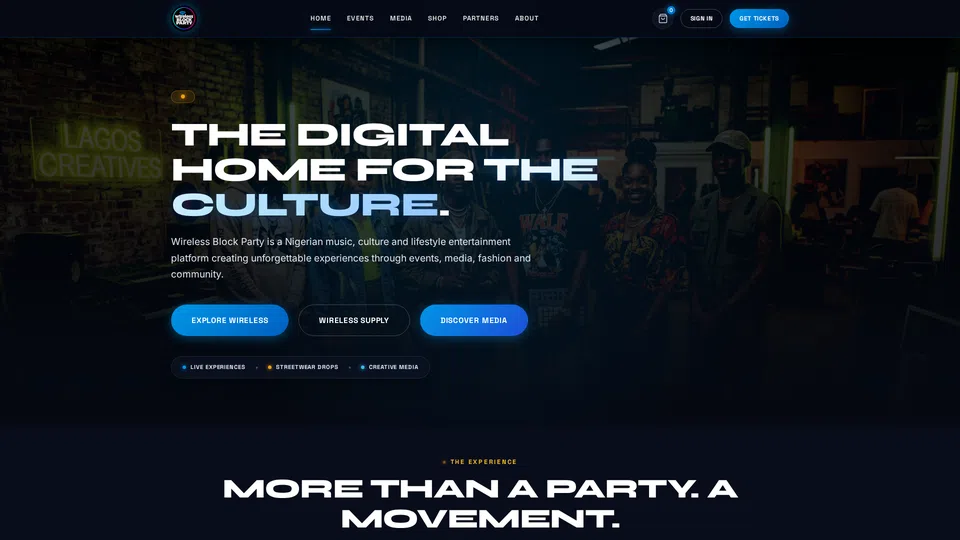 Homepage snapshot at launch