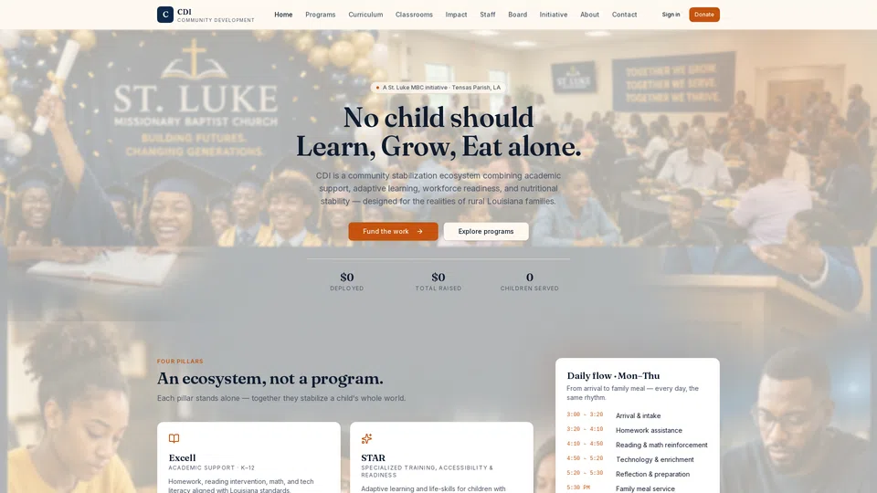 Homepage snapshot at launch