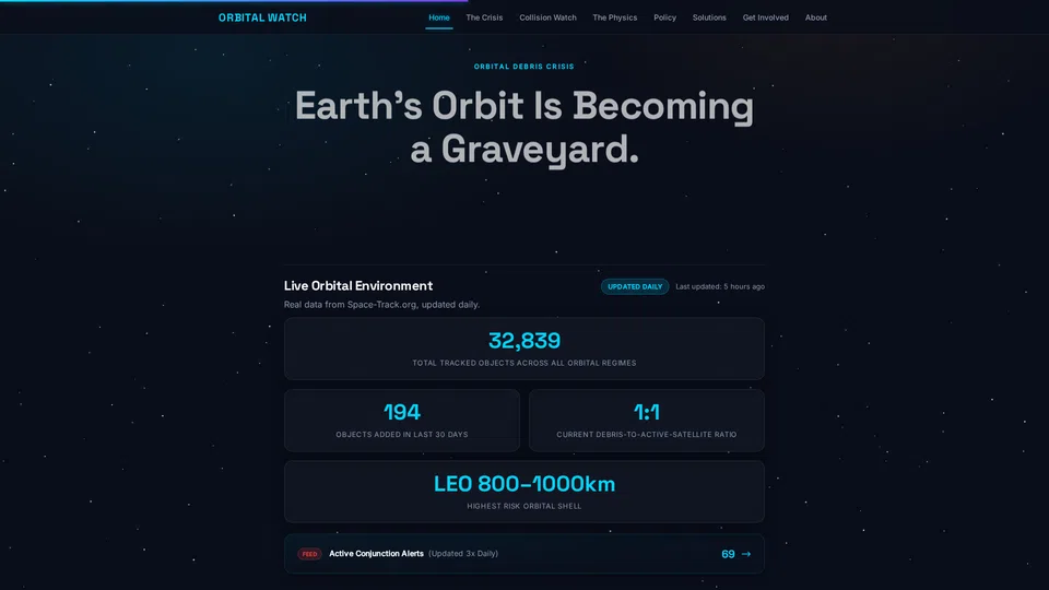 Homepage snapshot at launch