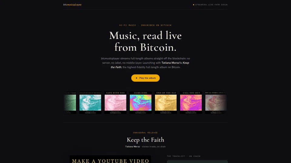 Homepage snapshot at launch