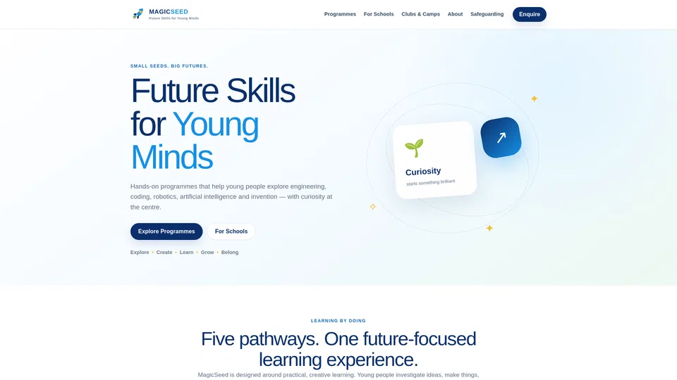 Homepage snapshot at launch