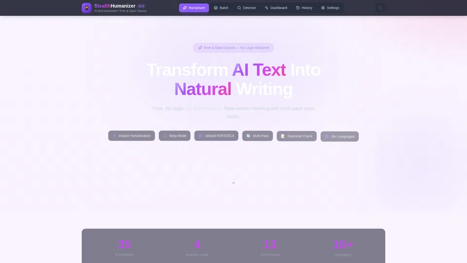 Homepage snapshot at launch