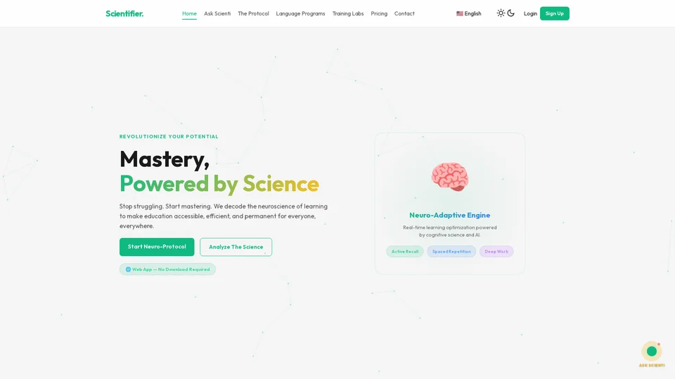 Homepage snapshot at launch