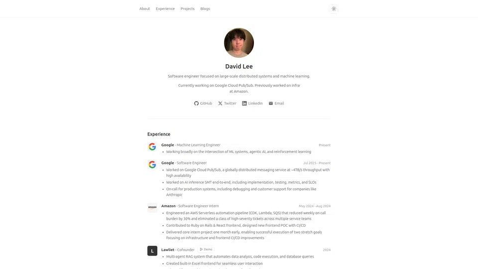 Homepage snapshot at launch