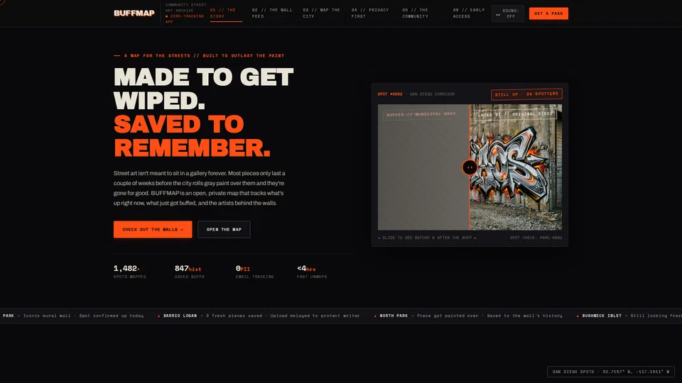Homepage snapshot at launch