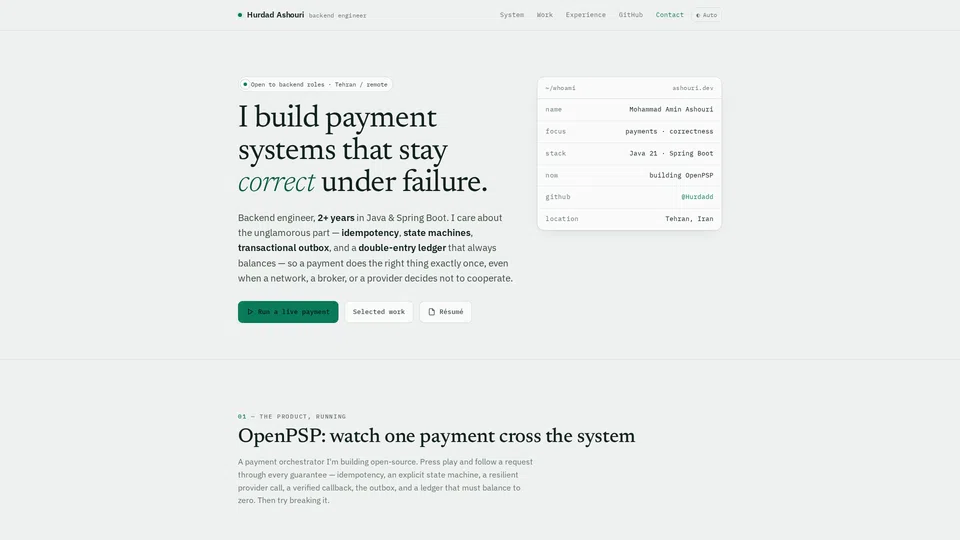 Homepage snapshot at launch