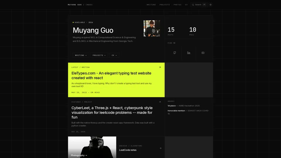 Homepage snapshot at launch