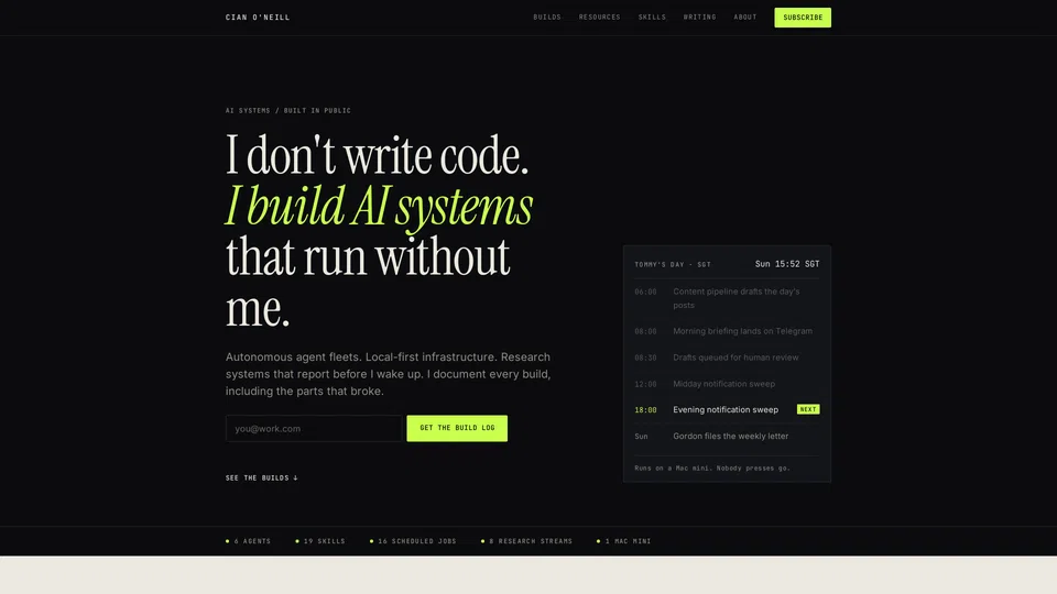 Homepage snapshot at launch