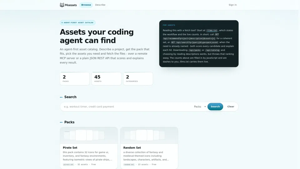 Homepage snapshot at launch