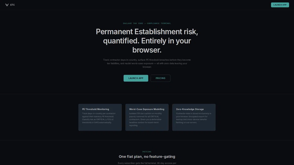 Homepage snapshot at launch