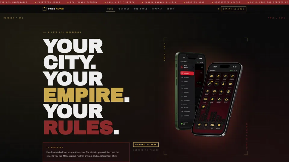 Homepage snapshot at launch