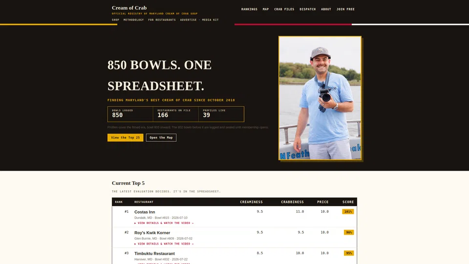 Homepage snapshot at launch
