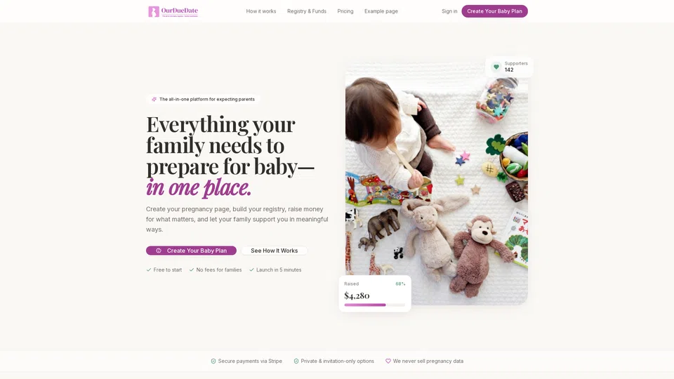 Homepage snapshot at launch