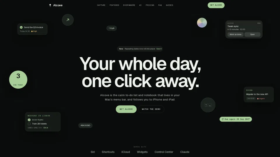 Homepage snapshot at launch