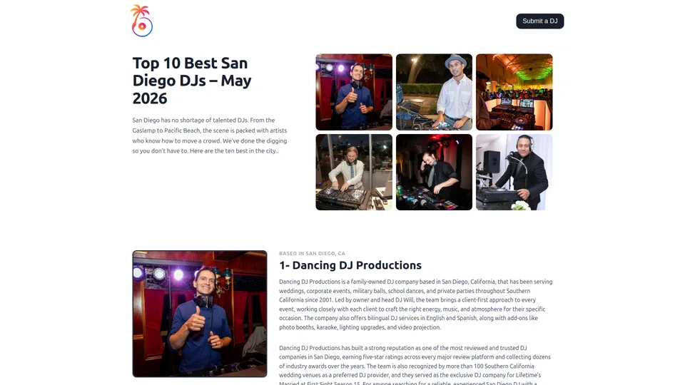 Homepage snapshot at launch