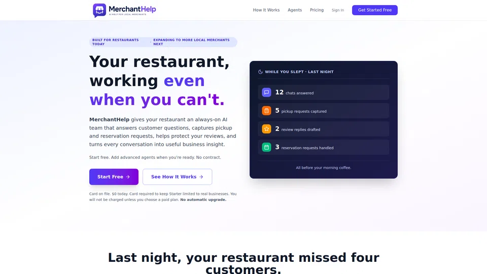 Homepage snapshot at launch