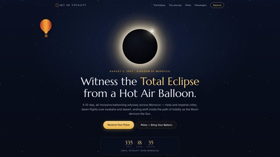 Homepage snapshot at launch