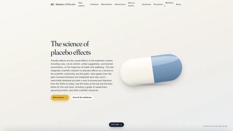 Homepage snapshot at launch