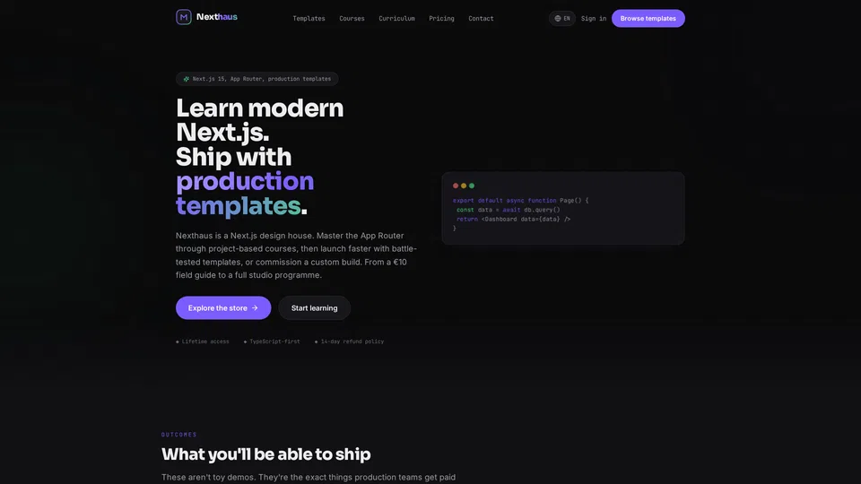 Homepage snapshot at launch