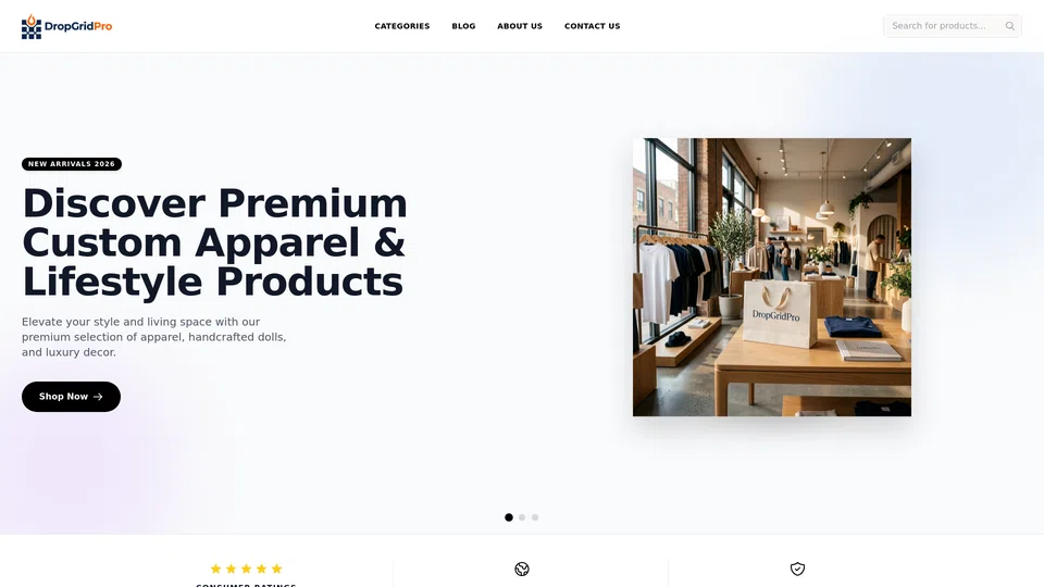 Homepage snapshot at launch